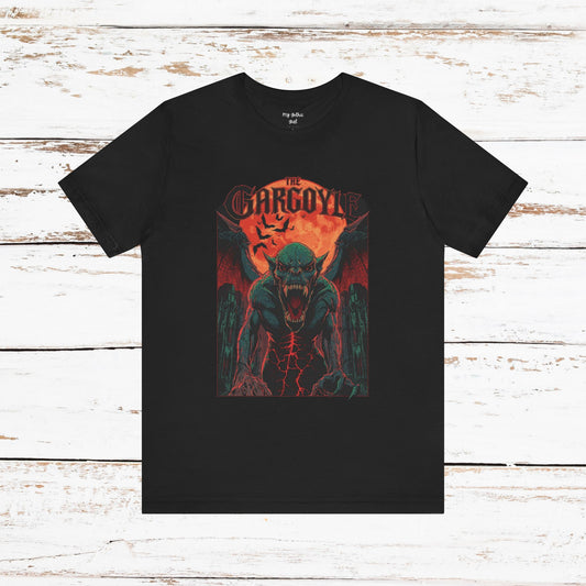 "The Gargoyle" — Dark Gothic Winged Statue Graphic Tee Design