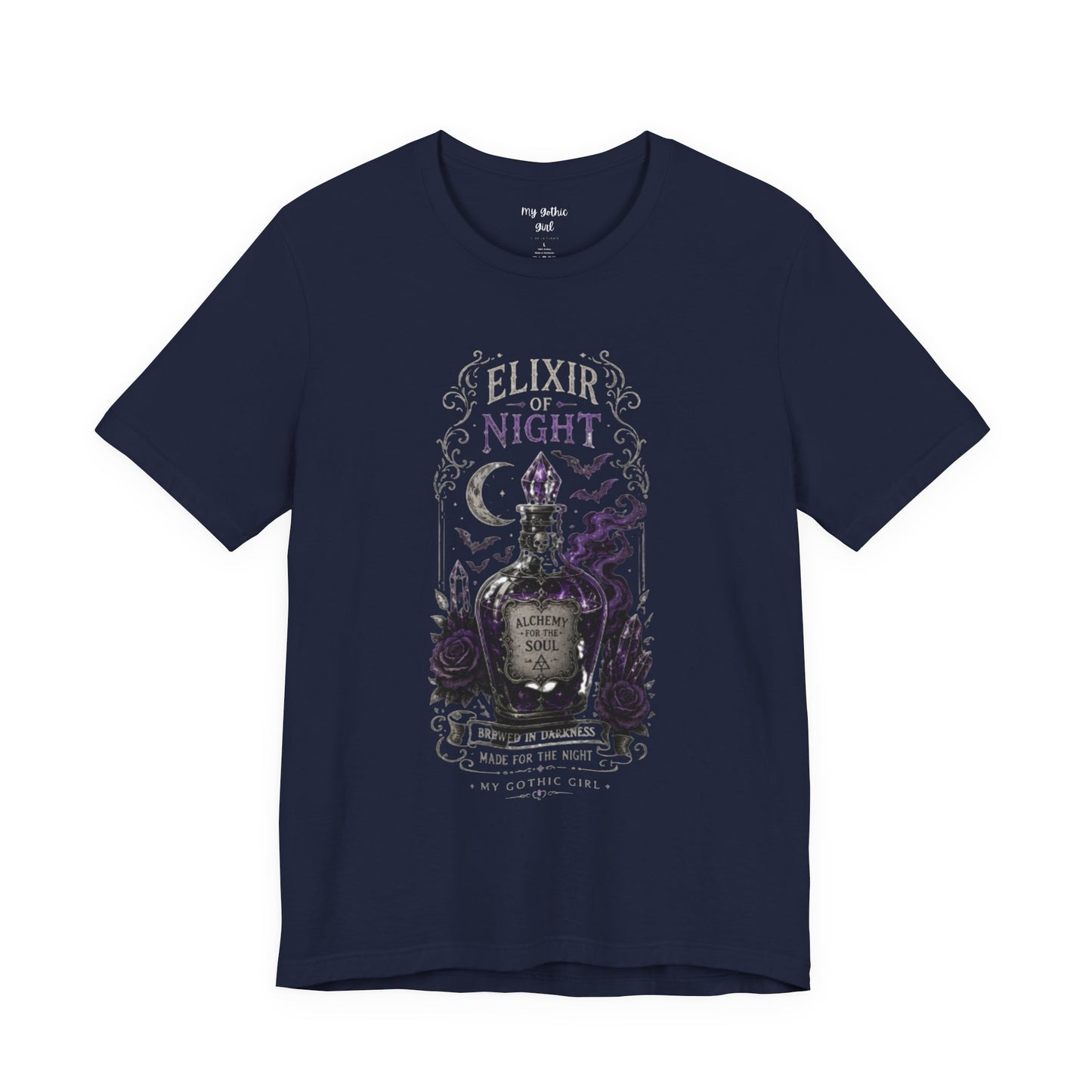 "Elixir of Night - Alchemy for the Soul" Gothic Design Short Sleeve T Shirt
