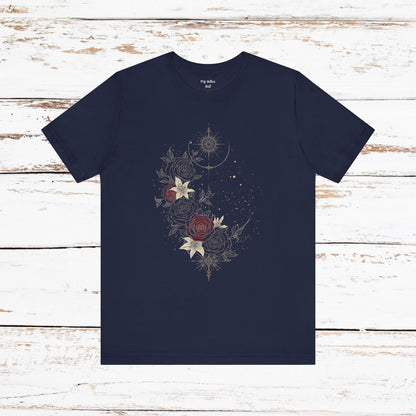 “Dark Floral Moon & Ornamental Geometry” T-Shirt Dark Floral Moon Ornamental Geometry Unisex Jersey Short Sleeve Tee