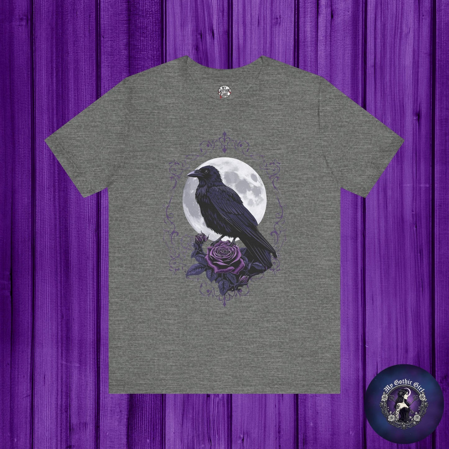 "The Raven and Moon"  Gothic Graphic T-Shirt – Alt Aesthetic Poetic Goth Street-wear