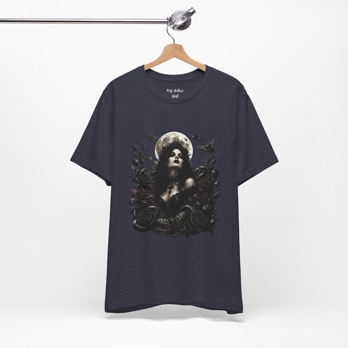 Copy of Gothic Moon Goddess Tee – Dark Floral Occult Graphic T-Shirt