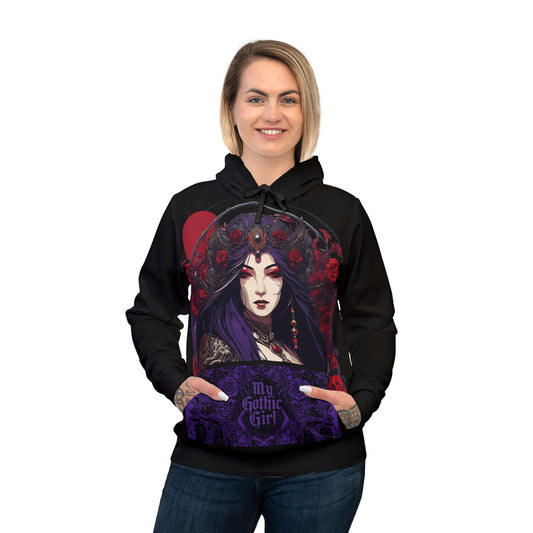 My Gothic Girl "Anime Reaper Queen" Crimson-Eyed Reaper Queen Graphic Hoodie