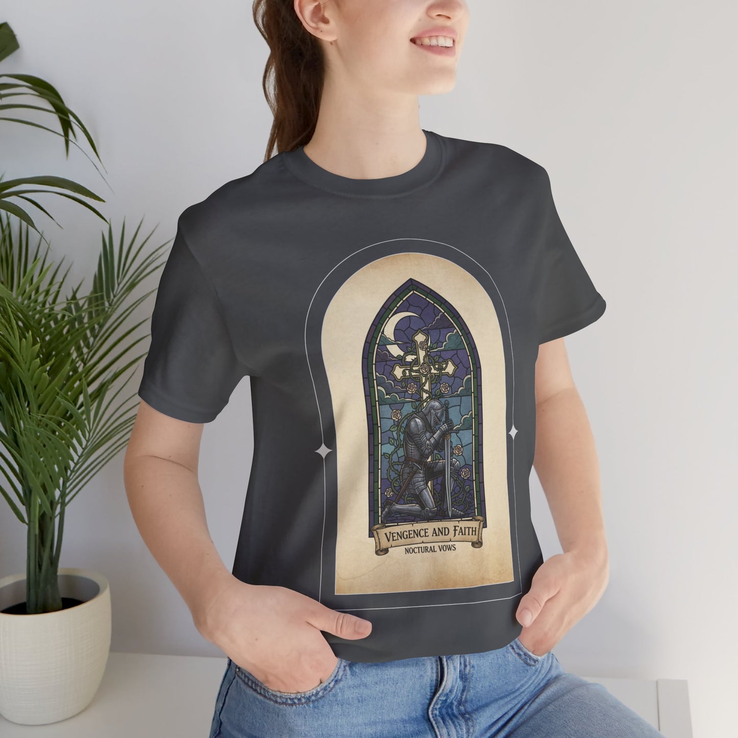 "Vengeance and Faith"  Gothic Graphic T-Shirt – Alt Aesthetic Poetic Goth Streetwear