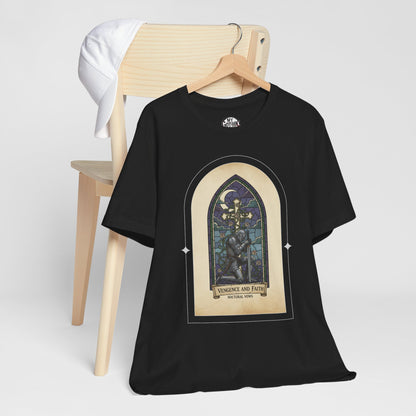 "Vengeance and Faith"  Gothic Graphic T-Shirt – Alt Aesthetic Poetic Goth Streetwear