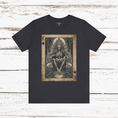 Skeleton King Playing Card Graphic Tee — Gothic Skull Throne T-Shirt