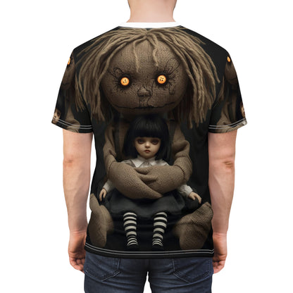 Gunny Sack Doll with Toy Gothic Doll | Horror All-Over Print T‑Shirt