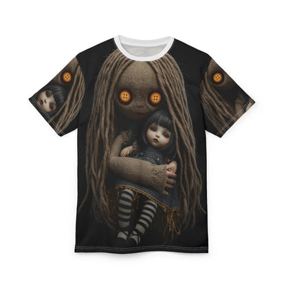 Gunny Sack Doll with Toy Gothic Doll | Horror All-Over Print T‑Shirt