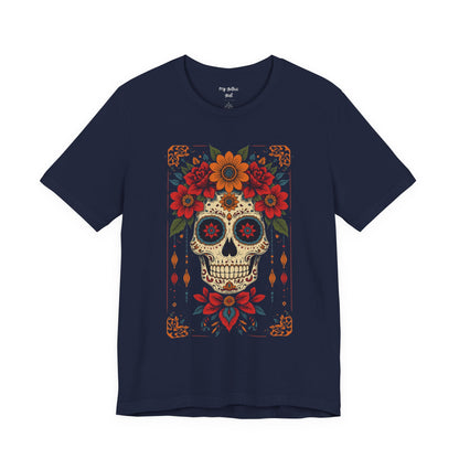 Day of the Dead Sugar Skull T-Shirt — Floral Calavera Graphic Tee