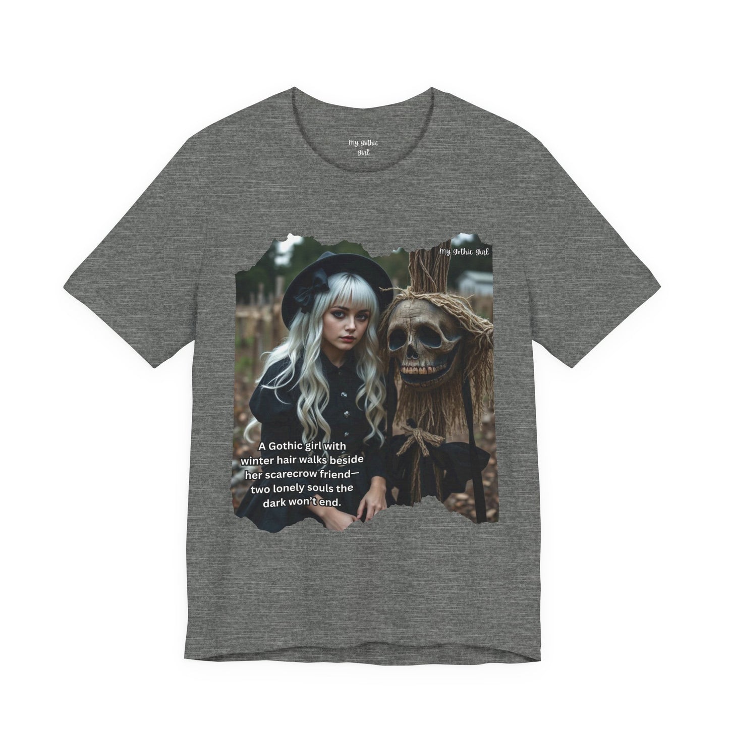 My Gothic Girl T-Shirt "Scarecrow Friend" – Whimsy Goth Streetwear, Dark Poetry Fashion, Alt Aesthetic Apparel