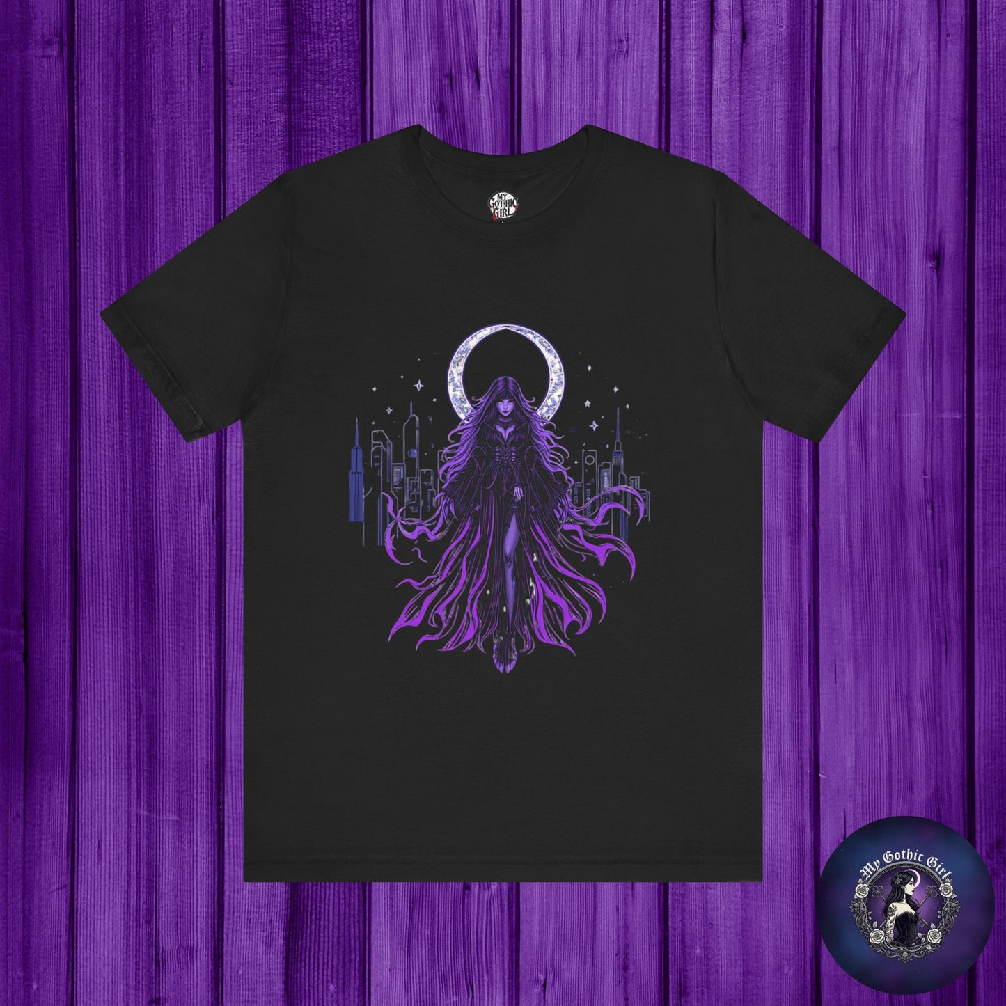 “Celestial Enchantress”  Gothic Graphic T-Shirt – Alt Aesthetic Poetic Goth Street-wear