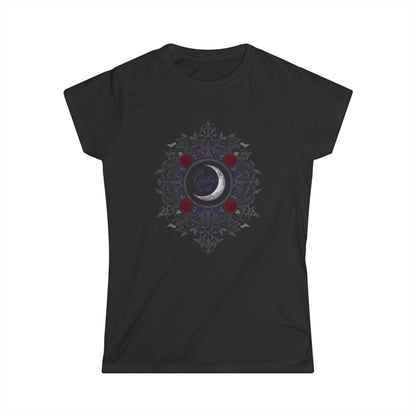 Gothic Moon Lace & Roses Tee — "My Gothic Girl" Women's Graphic Shirt