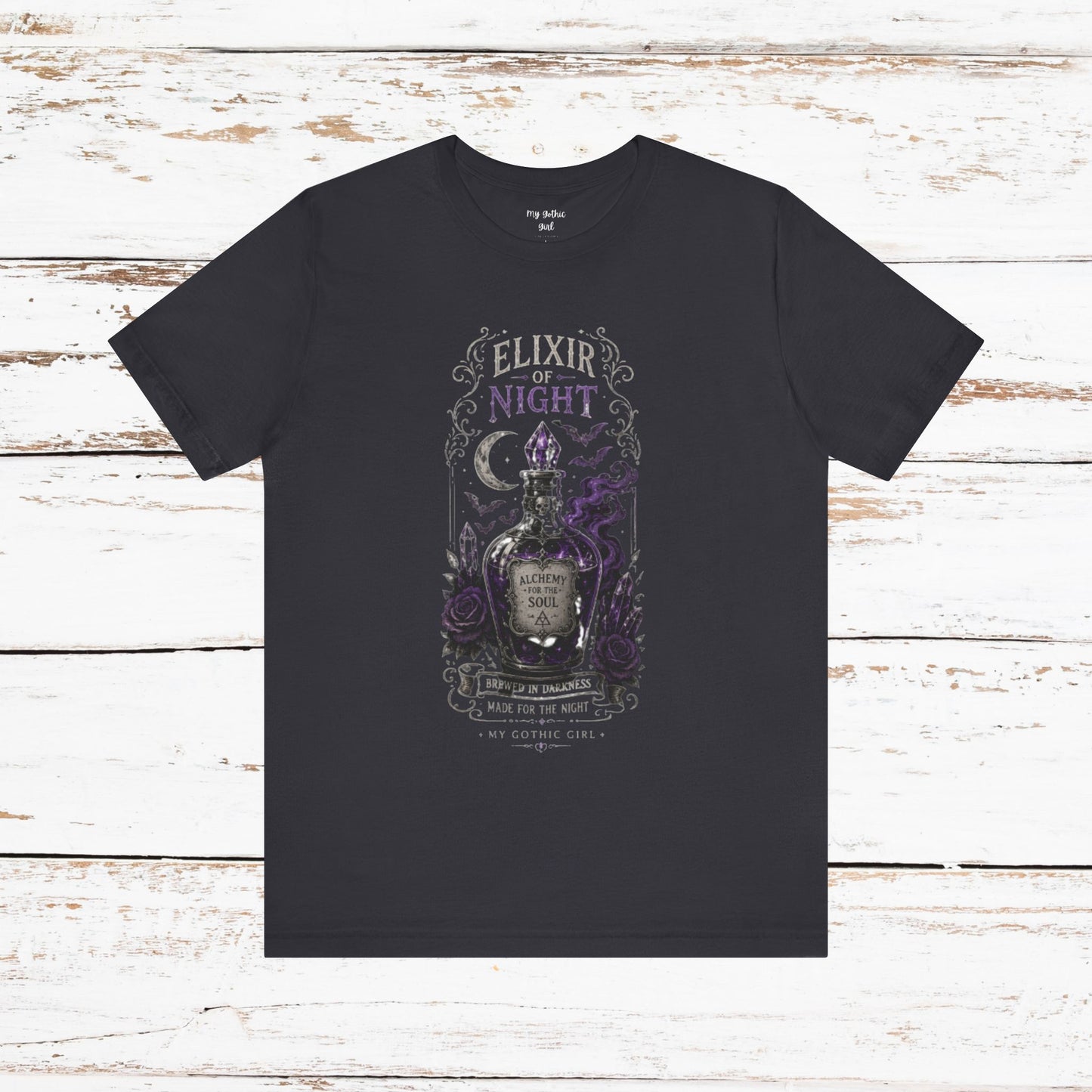 "Elixir of Night - Alchemy for the Soul" Gothic Design Short Sleeve T Shirt