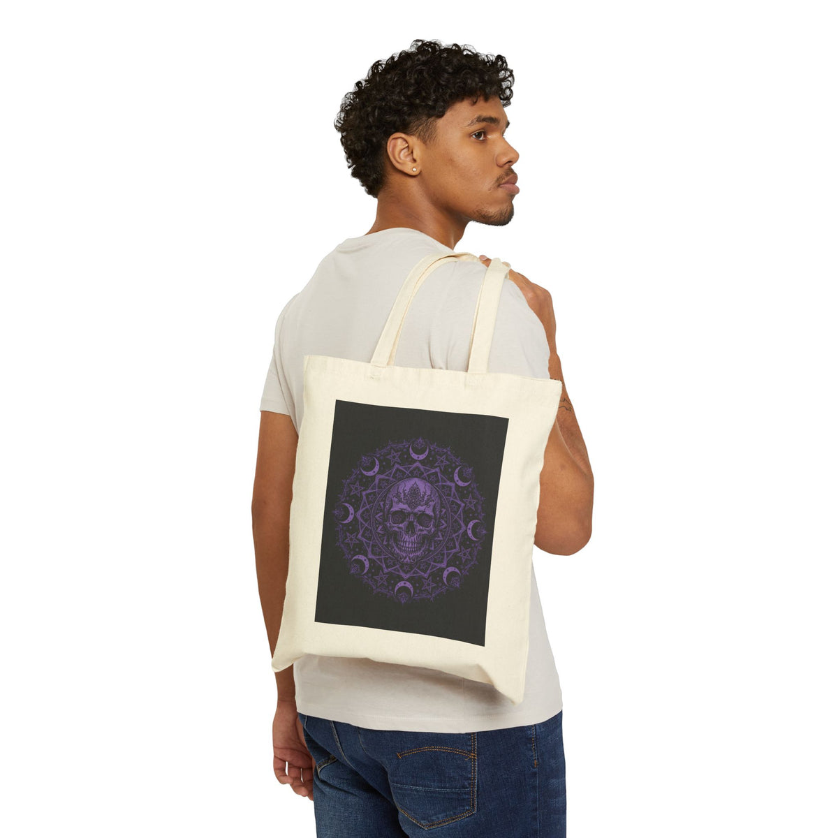 Skull Mandala Moon Tote — 'My Gothic Girl' Canvas Tote Bag