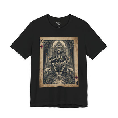 Skeleton King Playing Card Graphic Tee — Gothic Skull Throne T-Shirt