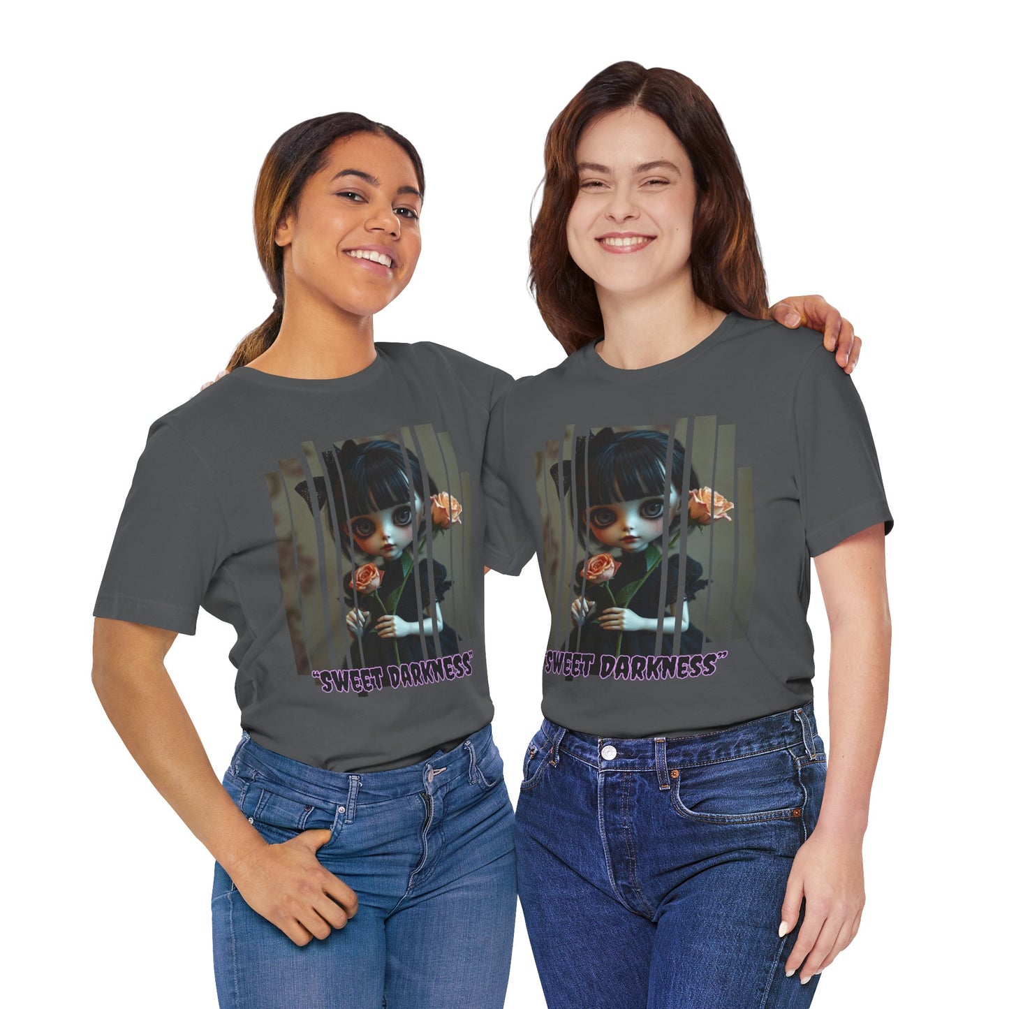 “Sweet Darkness” — Kawaii-style Gothic doll Graphic T-Shirt – Alt Aesthetic Poetic Goth Street-wear