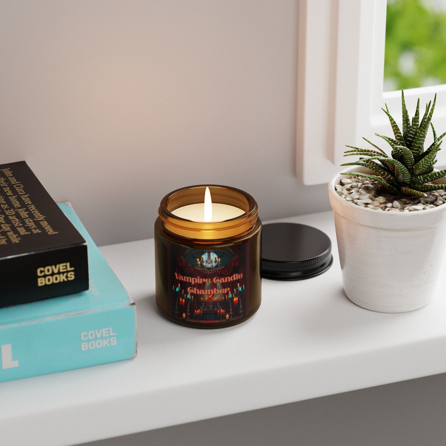 Vampire Candle Chamber — Scented Soy Amber Jar (Gothic, Spiced & Smoky)