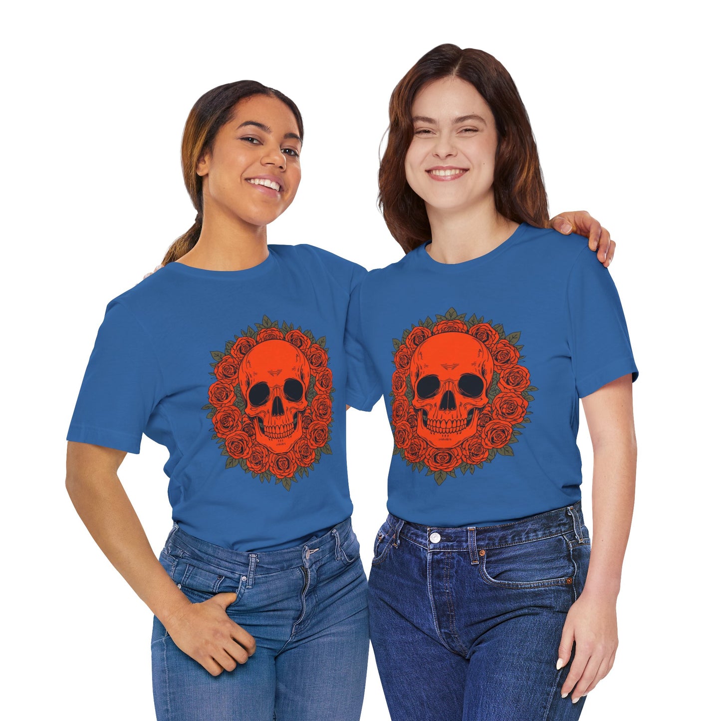 "ORANGE SKULL & ROSES"  Gothic Graphic T-Shirt – Alt Aesthetic Poetic Goth Streetwear