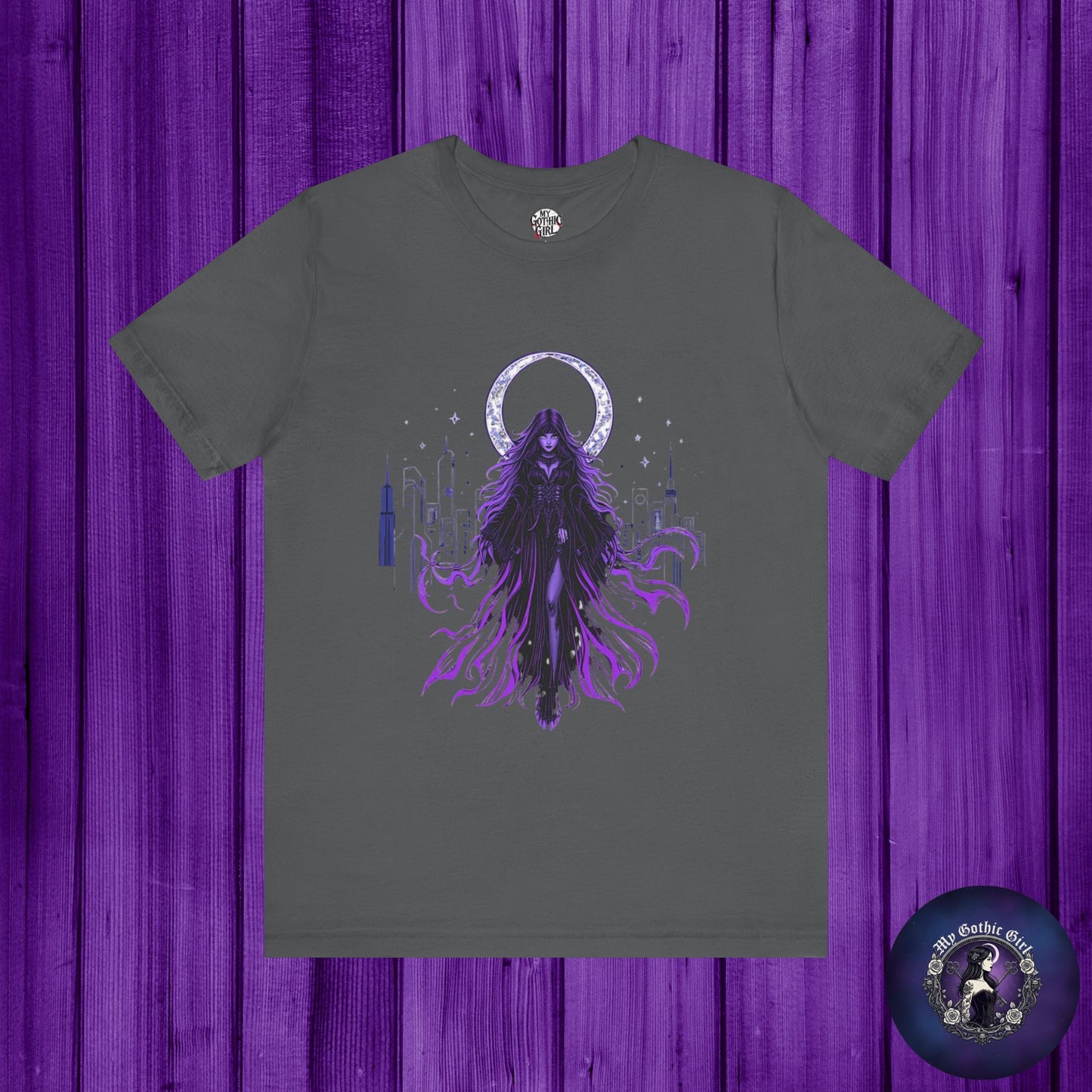 “Celestial Enchantress”  Gothic Graphic T-Shirt – Alt Aesthetic Poetic Goth Street-wear