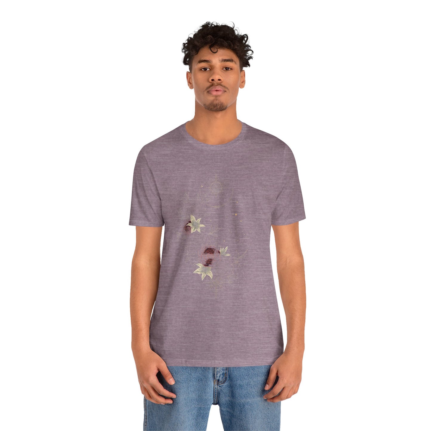 “Dark Floral Moon & Ornamental Geometry” T-Shirt Dark Floral Moon Ornamental Geometry Unisex Jersey Short Sleeve Tee