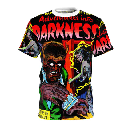 Vintage Horror Comic Tee — "Adventures into Darkness"