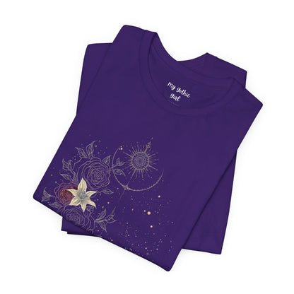 “Dark Floral Moon & Ornamental Geometry” T-Shirt Dark Floral Moon Ornamental Geometry Unisex Jersey Short Sleeve Tee
