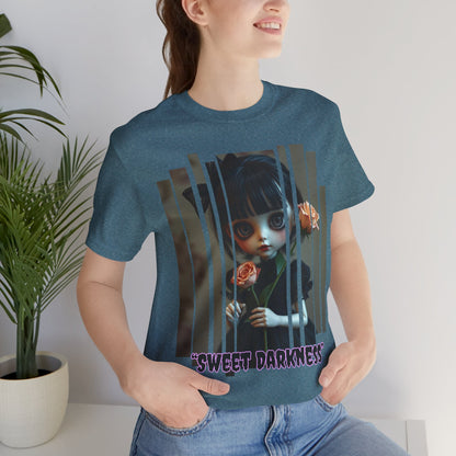“Sweet Darkness” — Kawaii-style Gothic doll Graphic T-Shirt – Alt Aesthetic Poetic Goth Street-wear