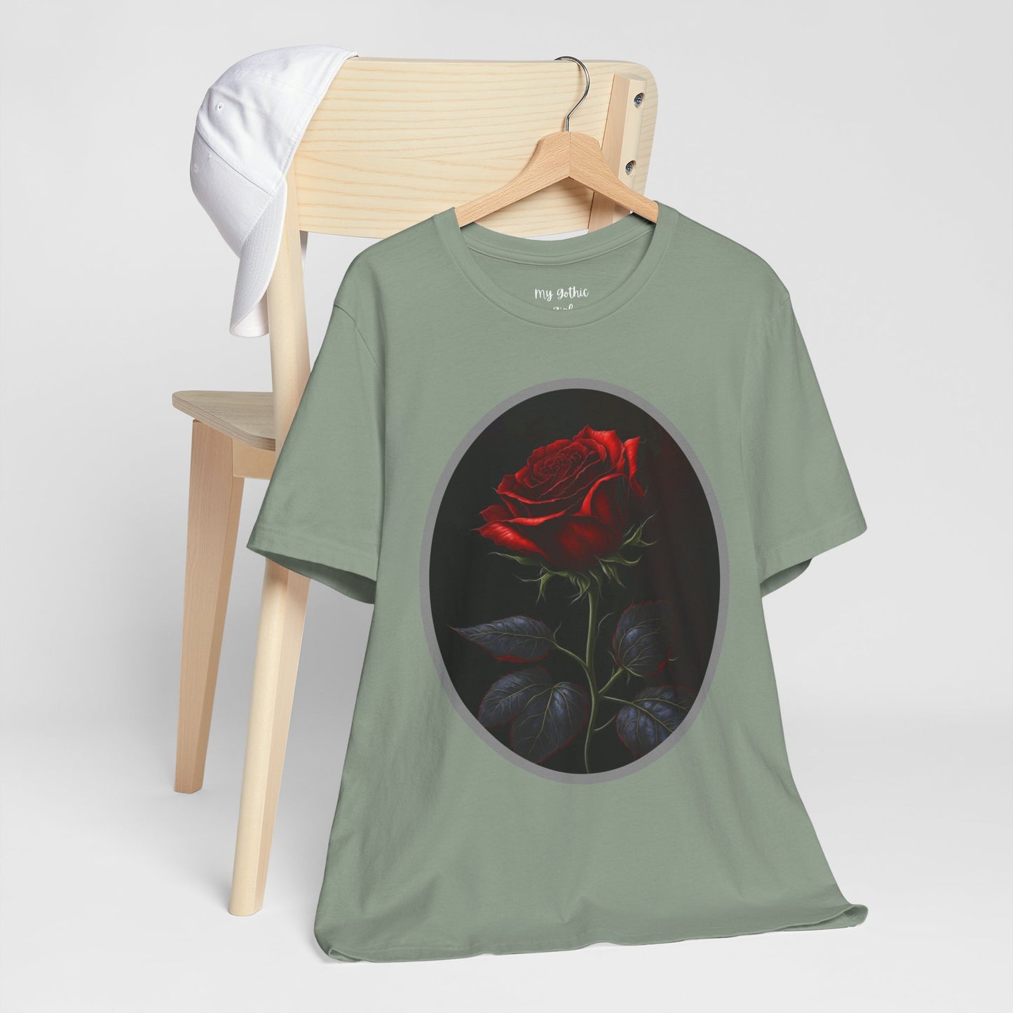 My Gothic Girl T-Shirts for Women & Men "Linda's Red Rose" Dark Aesthetic & Alternative Tees – My Gothic Girl