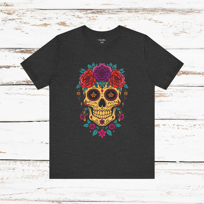 Day of the Dead Sugar Skull Tee — Floral Calavera Graphic T-Shirt