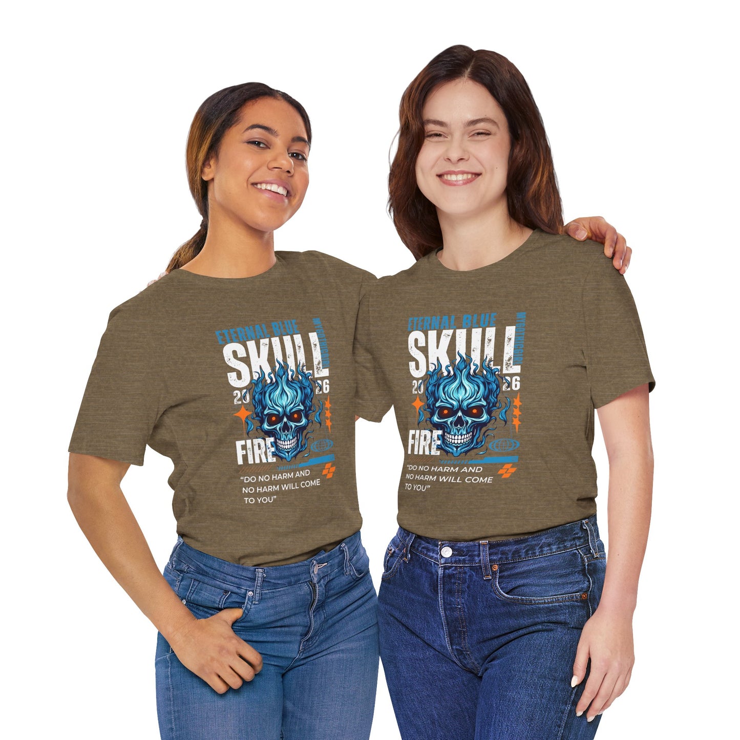 Eternal Blue Skull Flame Gothic Tee
