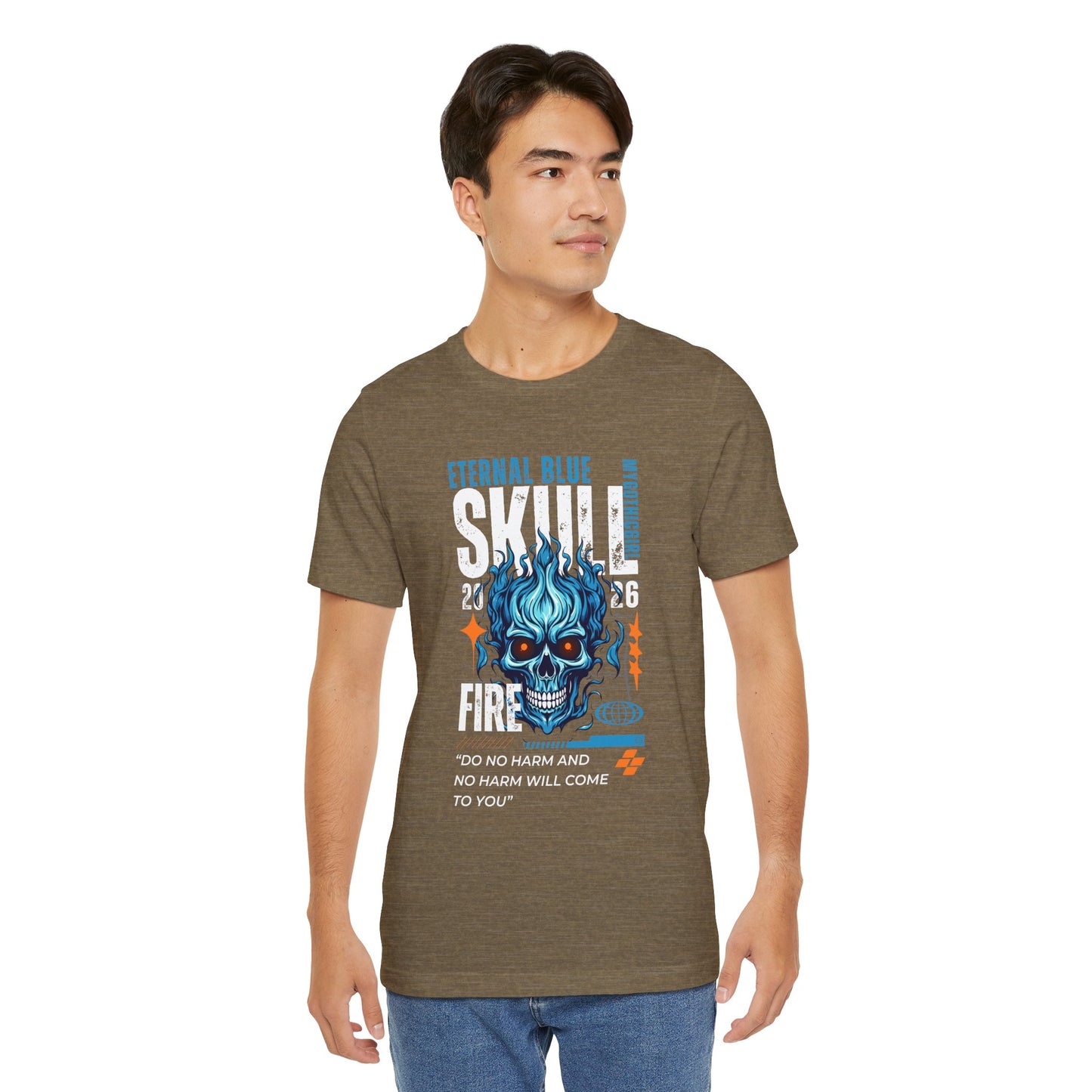 Eternal Blue Skull Flame Gothic Tee