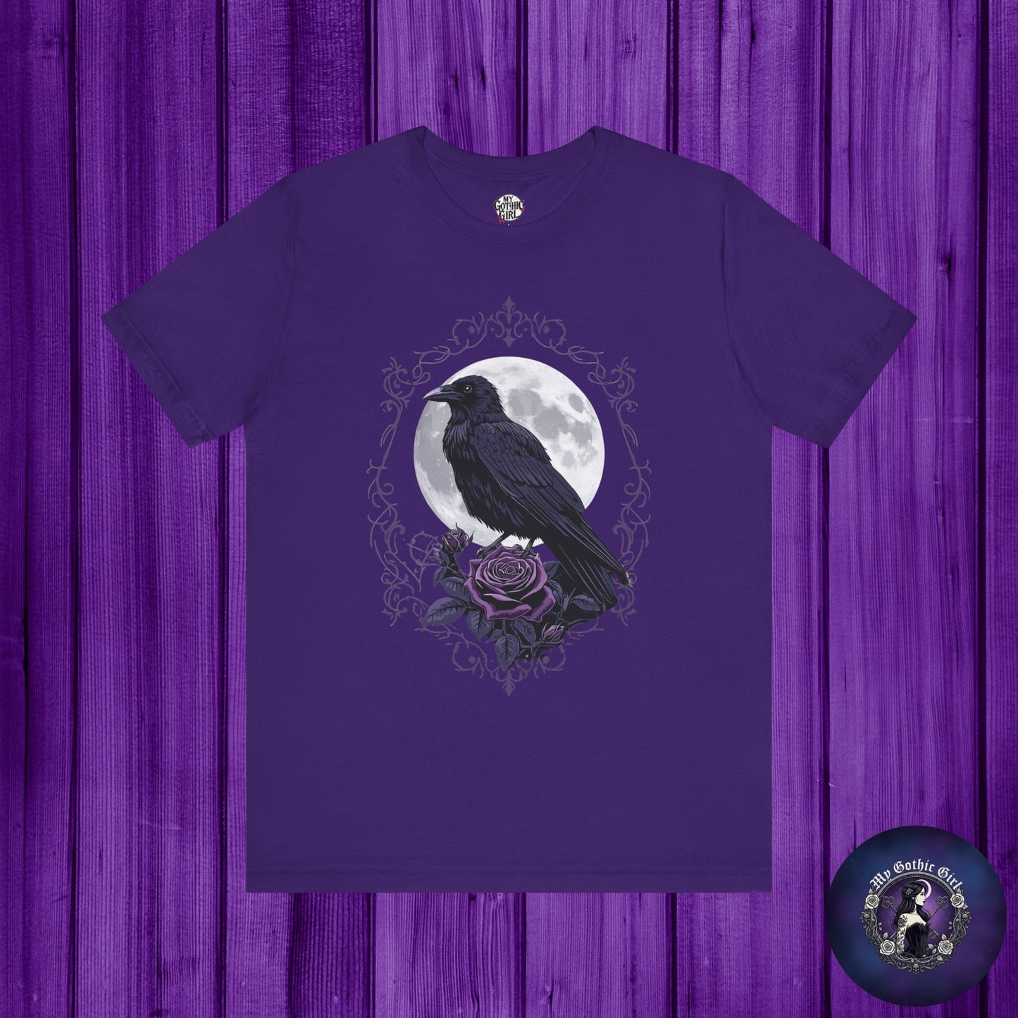 "The Raven and Moon"  Gothic Graphic T-Shirt – Alt Aesthetic Poetic Goth Street-wear