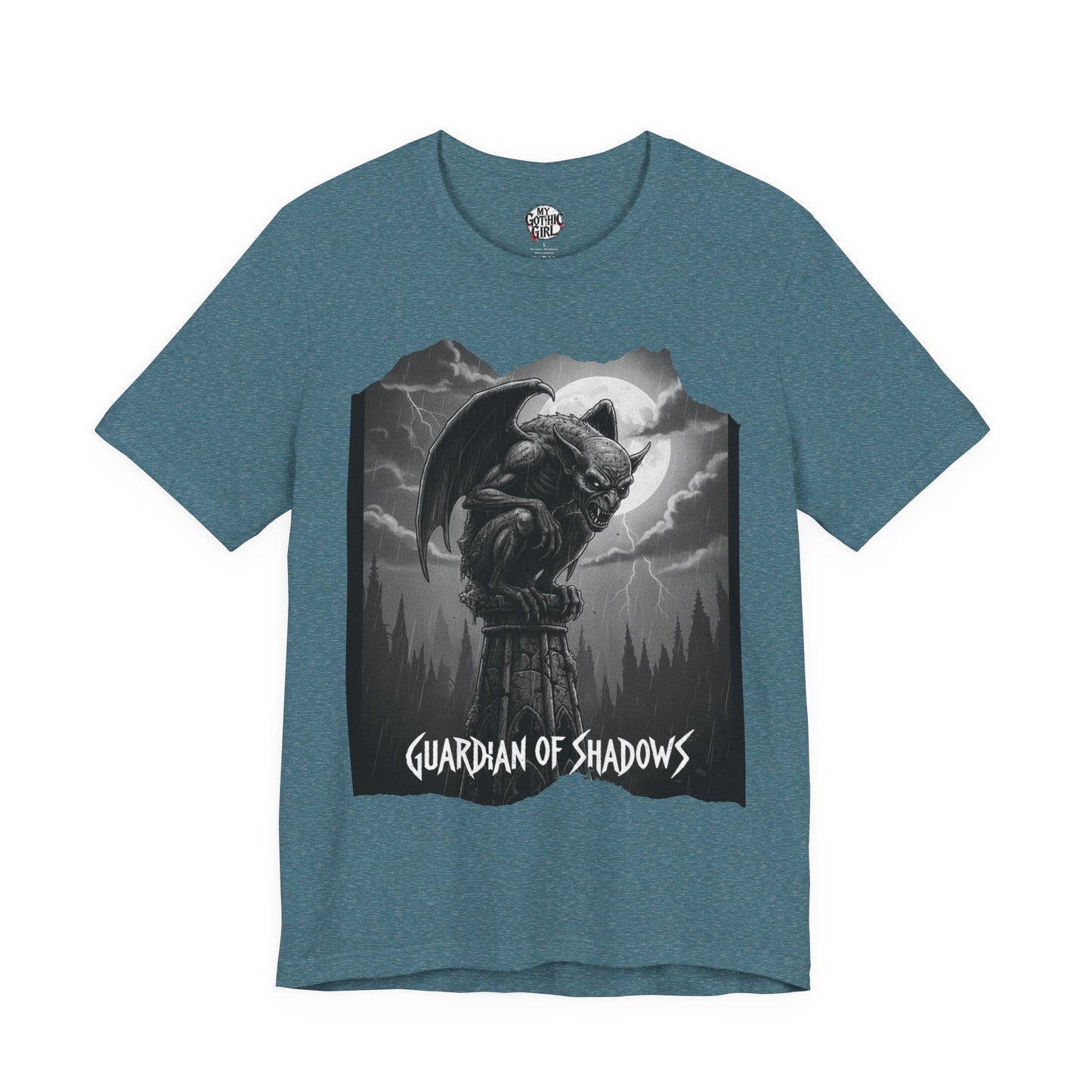 "Guardian of Shadows"  Gothic Graphic T-Shirt – Alt Aesthetic Poetic Goth Streetwear