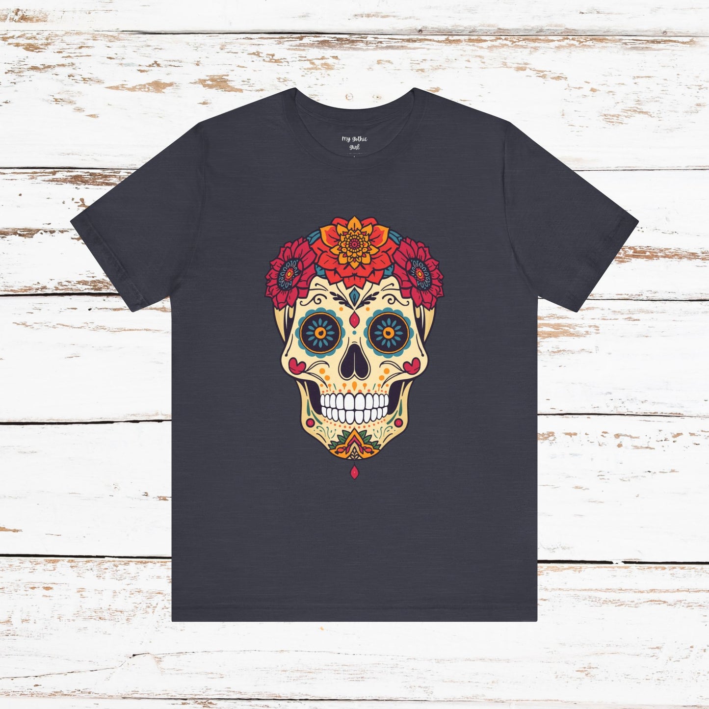 Day of the Dead Sugar Skull T‑Shirt — Floral Calavera Graphic Tee