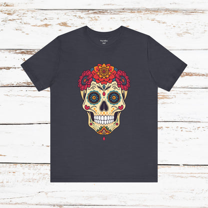 Day of the Dead Sugar Skull T‑Shirt — Floral Calavera Graphic Tee