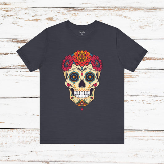 Day of the Dead Sugar Skull T‑Shirt — Floral Calavera Graphic Tee