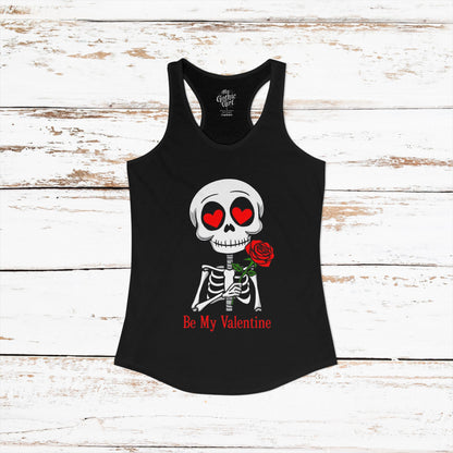 Be My Valentine Cute Gothic Skeleton — Women's Racerback Tank Top