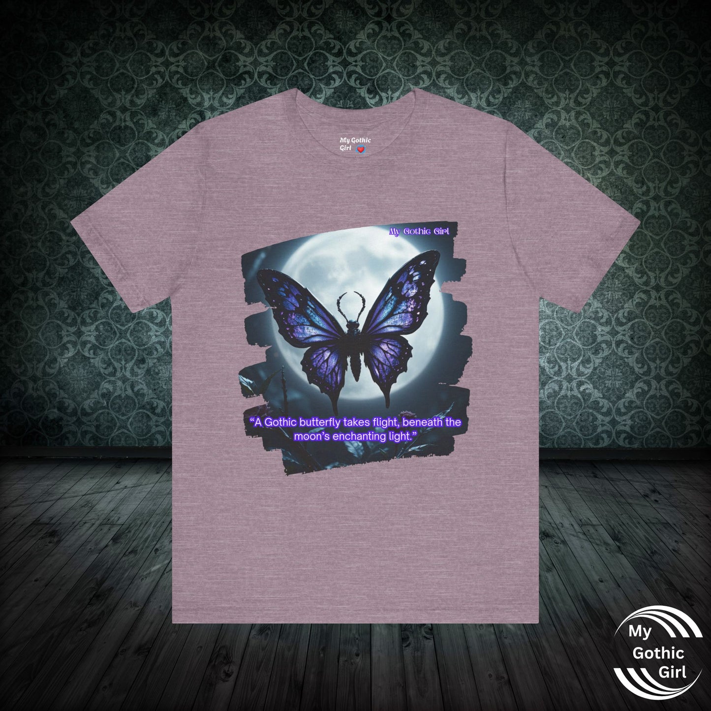 My Gothic Girl T-Shirt "Purple Gothic Butterfly" – Whimsy Goth Streetwear, Dark Poetry Fashion, Alt Aesthetic Apparel