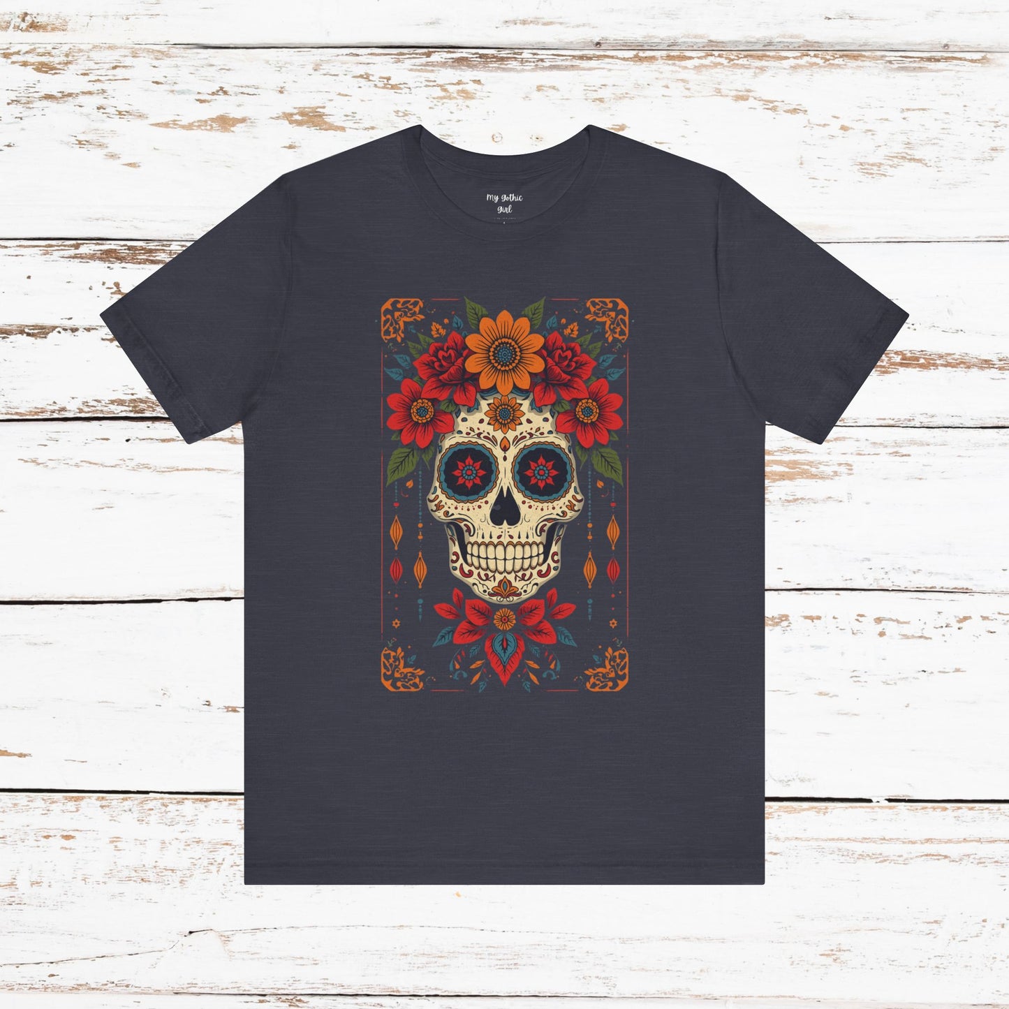 Day of the Dead Sugar Skull T-Shirt — Floral Calavera Graphic Tee