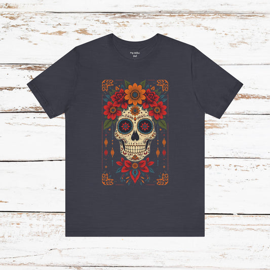 Day of the Dead Sugar Skull T-Shirt — Floral Calavera Graphic Tee