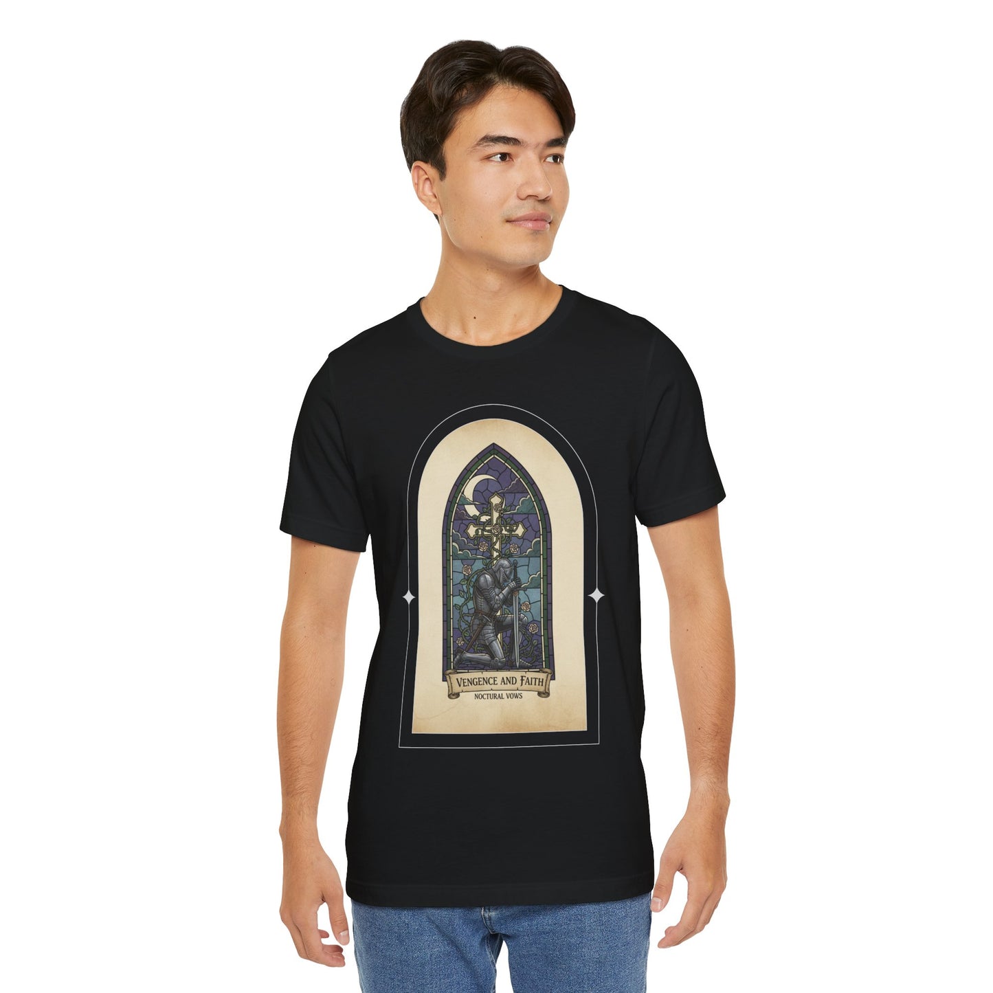 "Vengeance and Faith"  Gothic Graphic T-Shirt – Alt Aesthetic Poetic Goth Streetwear
