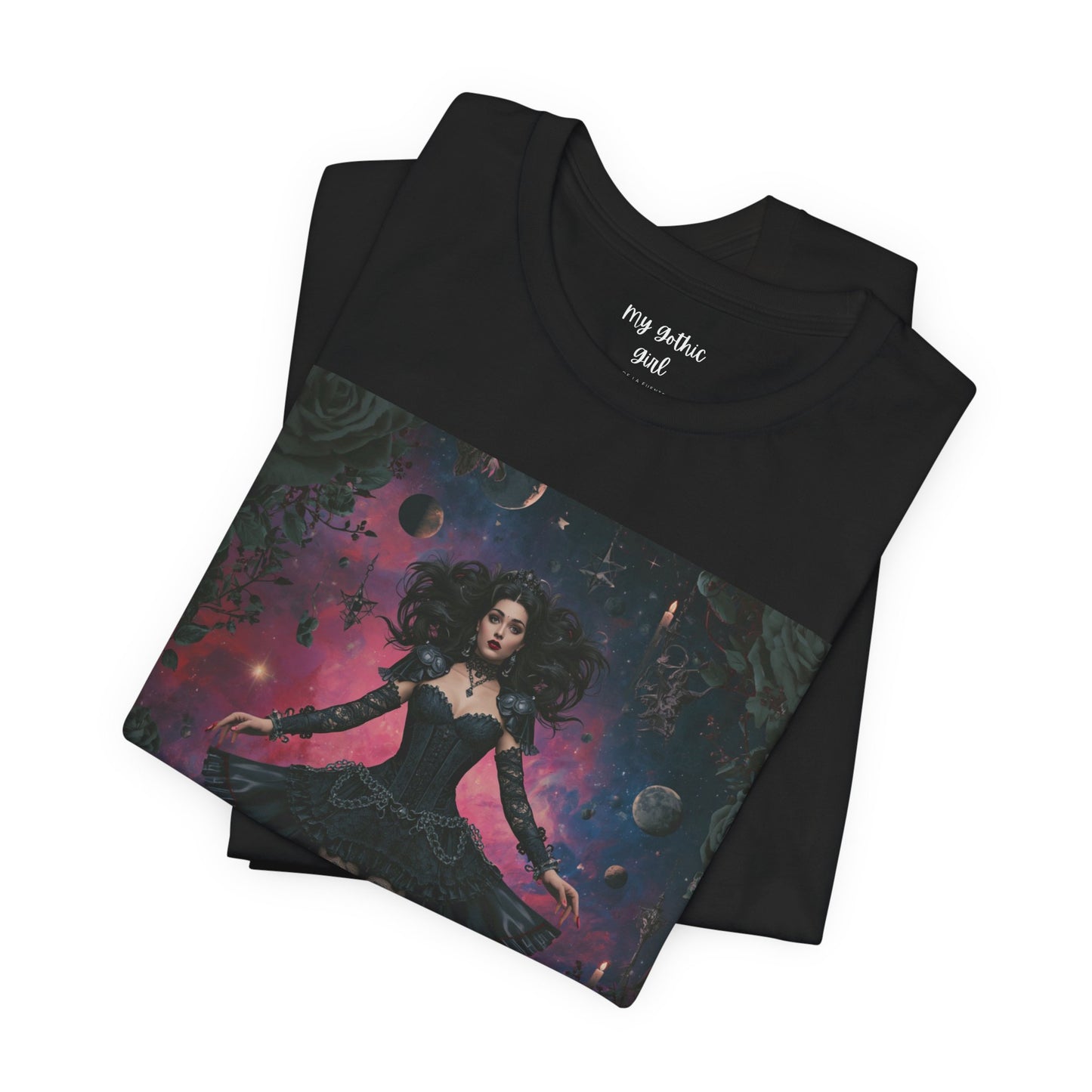 Gothic Sorceress Tee — "From shadowed depths..." Dark Fantasy Graphic T-Shirt