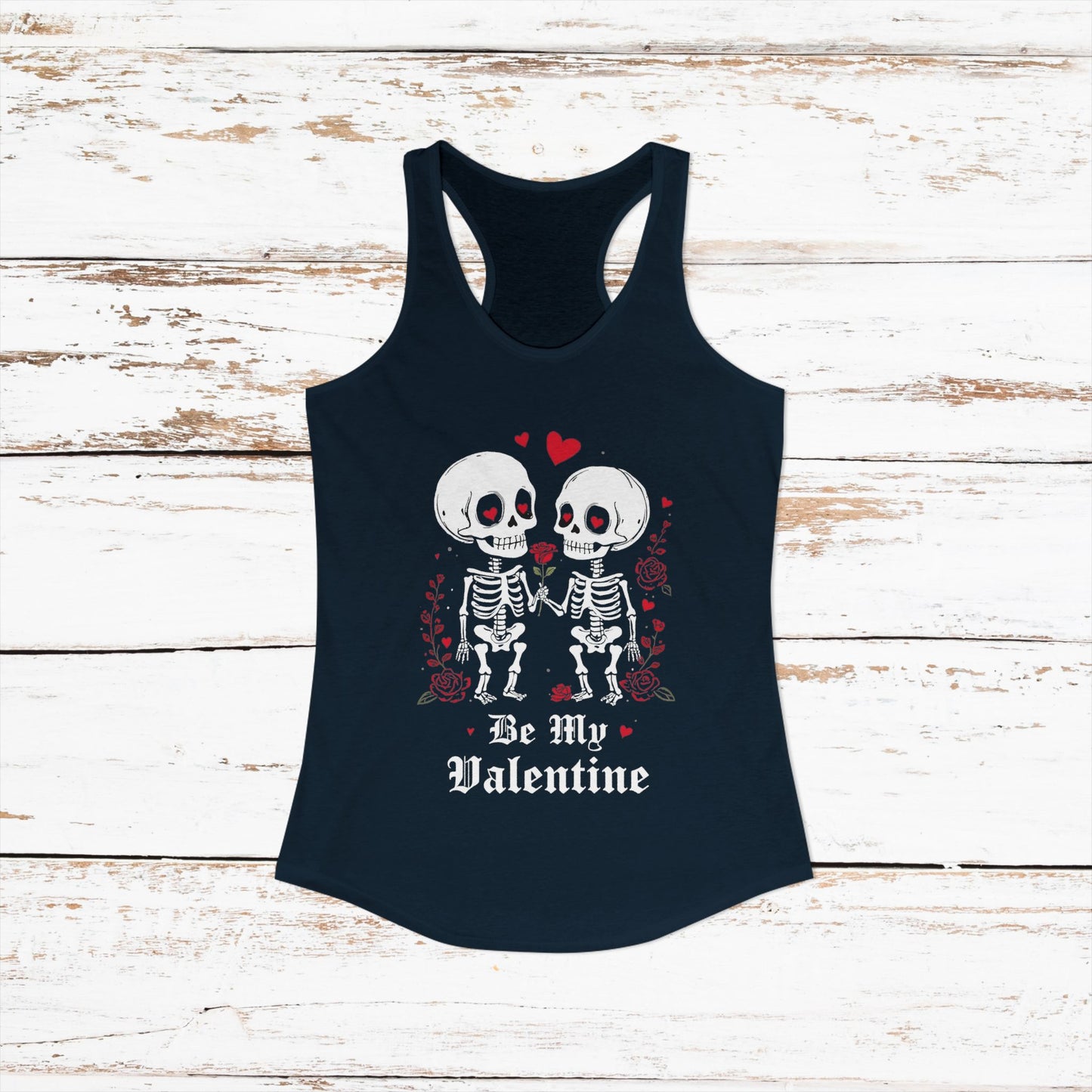 Cute Gothic Skeleton Romance Shirt — Women's Racerback Tank