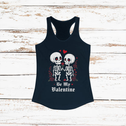 Cute Gothic Skeleton Romance Shirt — Women's Racerback Tank