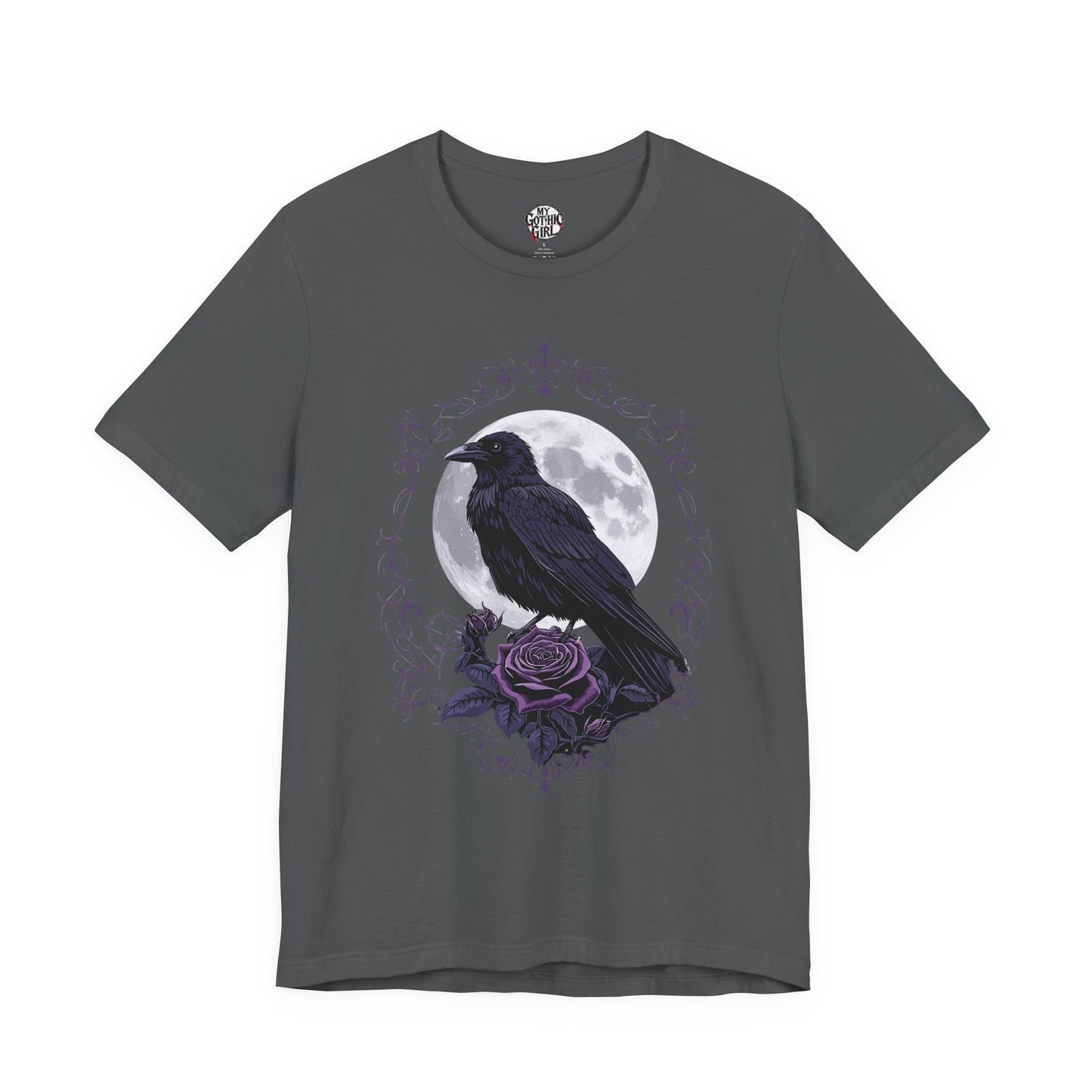 "The Raven and Moon"  Gothic Graphic T-Shirt – Alt Aesthetic Poetic Goth Street-wear