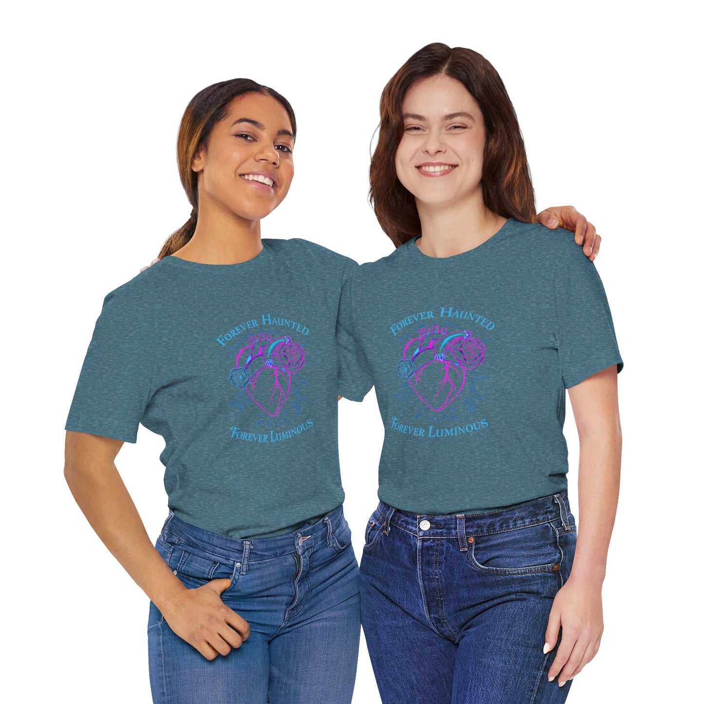 "FOREVER HAUNTED, FOREVER LUMINOUS"  Gothic Graphic T-Shirt – Alt Aesthetic Poetic Goth Streetwear