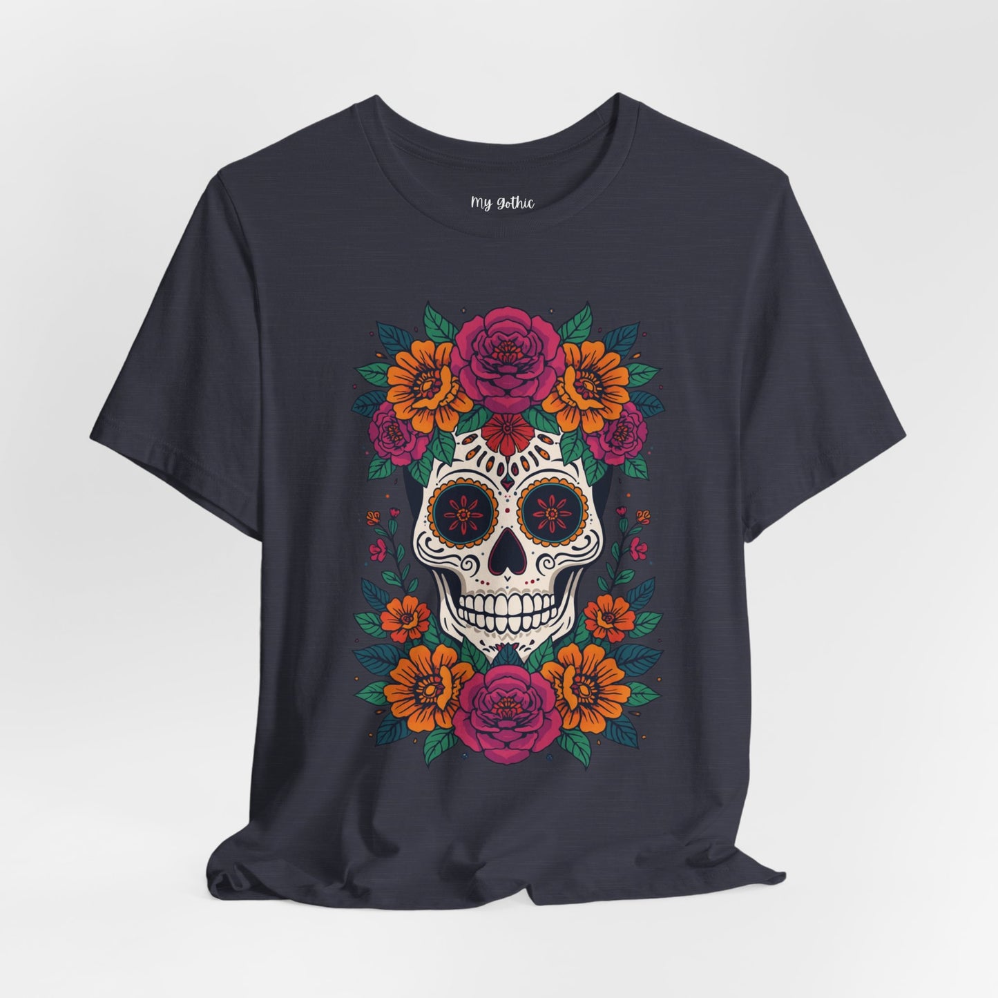 Sugar Skull Floral Tee — Day of the Dead Skull T-Shirt