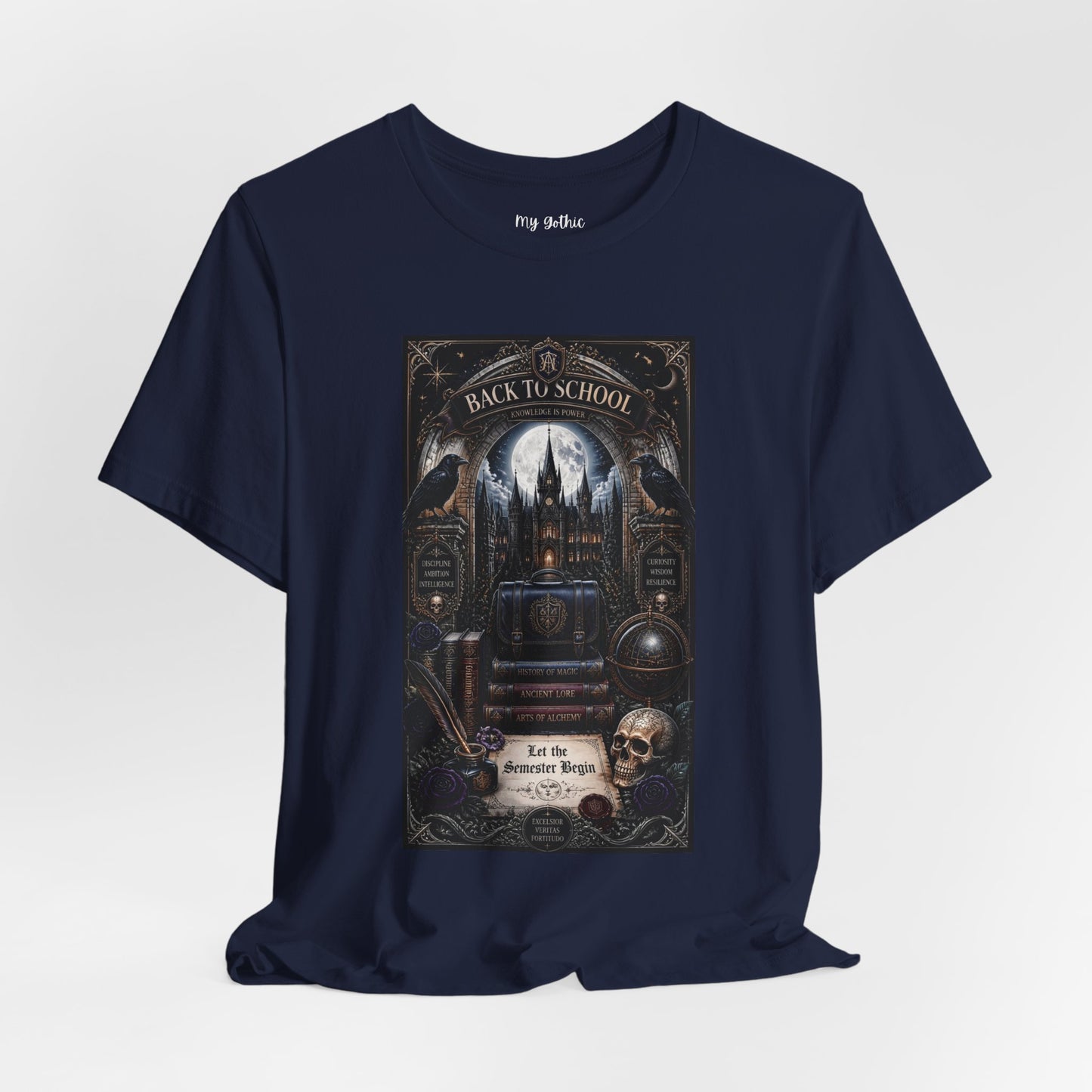 Back to School Gothic T-Shirt — Haunted Academy Illustration