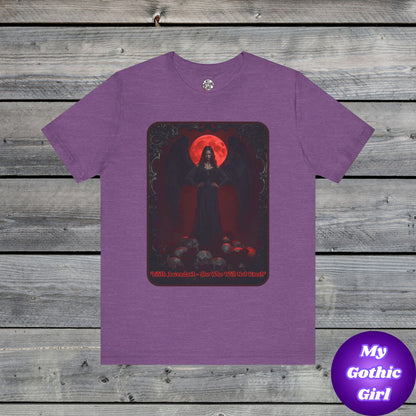 “Lilith Ascendant — She Who Will Not Kneel.” Graphic T-Shirt – Alt Aesthetic Poetic Goth Street-wear