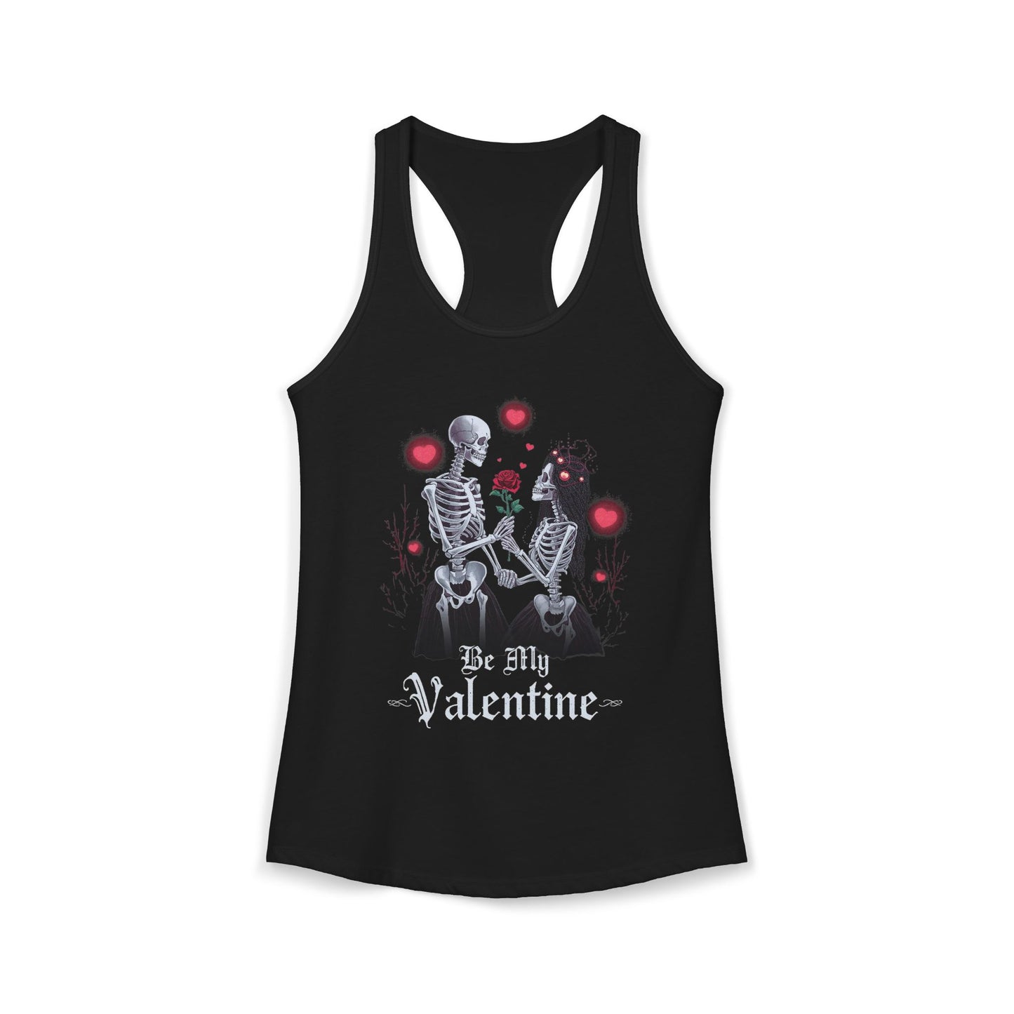Cute Gothic Skeleton Romance Shirt — Women's Racerback Tank