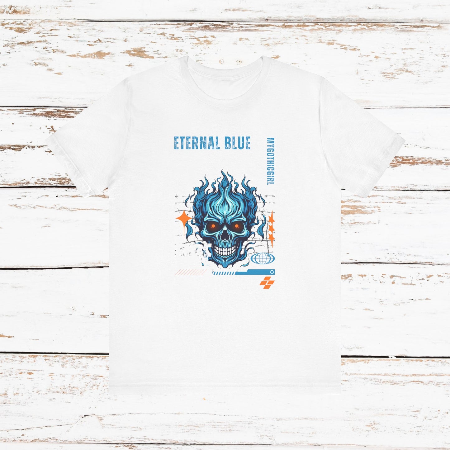 Eternal Blue Skull Flame Gothic Tee